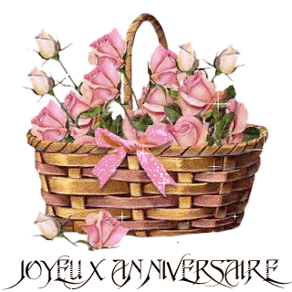 Gif animé joyeux anniversaire panier fleurs